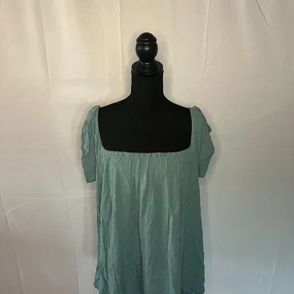 CLEAROUT-O'Neill Womens Dress Green Blue off shoulder Swim cover Up Large - 0132 - Picture 3 of 7